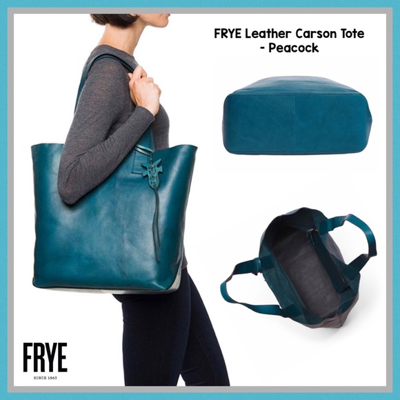 Frye Leather Carson Large Tote Peacock Blue Green - Picture 5 of 10